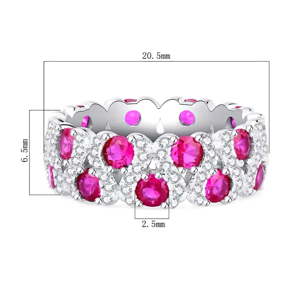 925 Sterling Silver Ruby Ring with Diamond 925 Sterling Silver Ruby Ring with Diamond