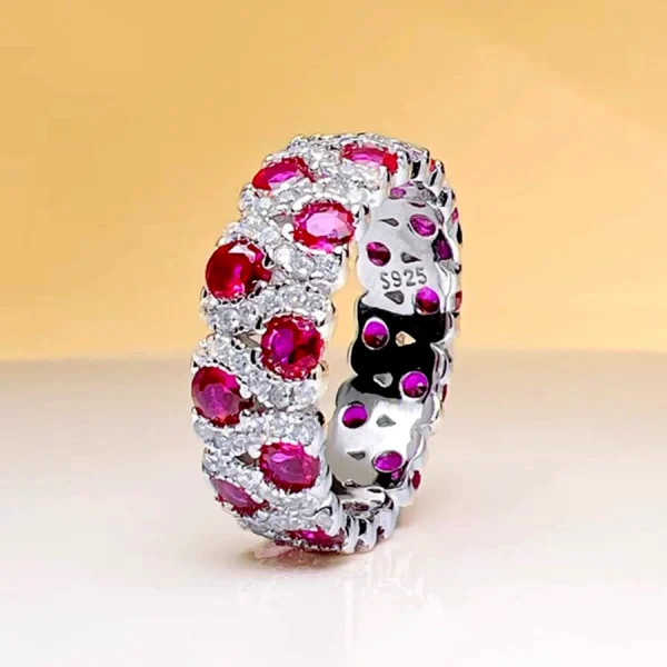 925 Sterling Silver Ruby Ring with Diamond 925 Sterling Silver Ruby Ring with Diamond
