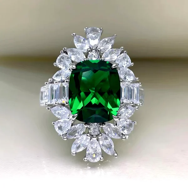 925 Sterling Silver Sapphire Ring with Diamond