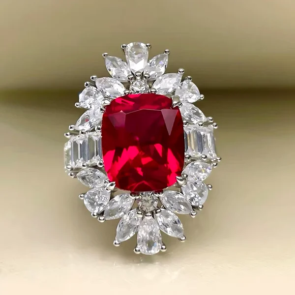 925 Sterling Silver Sapphire Ring with Diamond