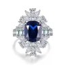925 Sterling Silver Sapphire Ring with Diamond