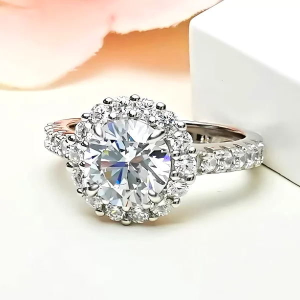 3ct Round Diamond Halo Engagement Ring