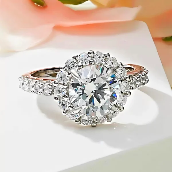 3ct Round Diamond Halo Engagement Ring
