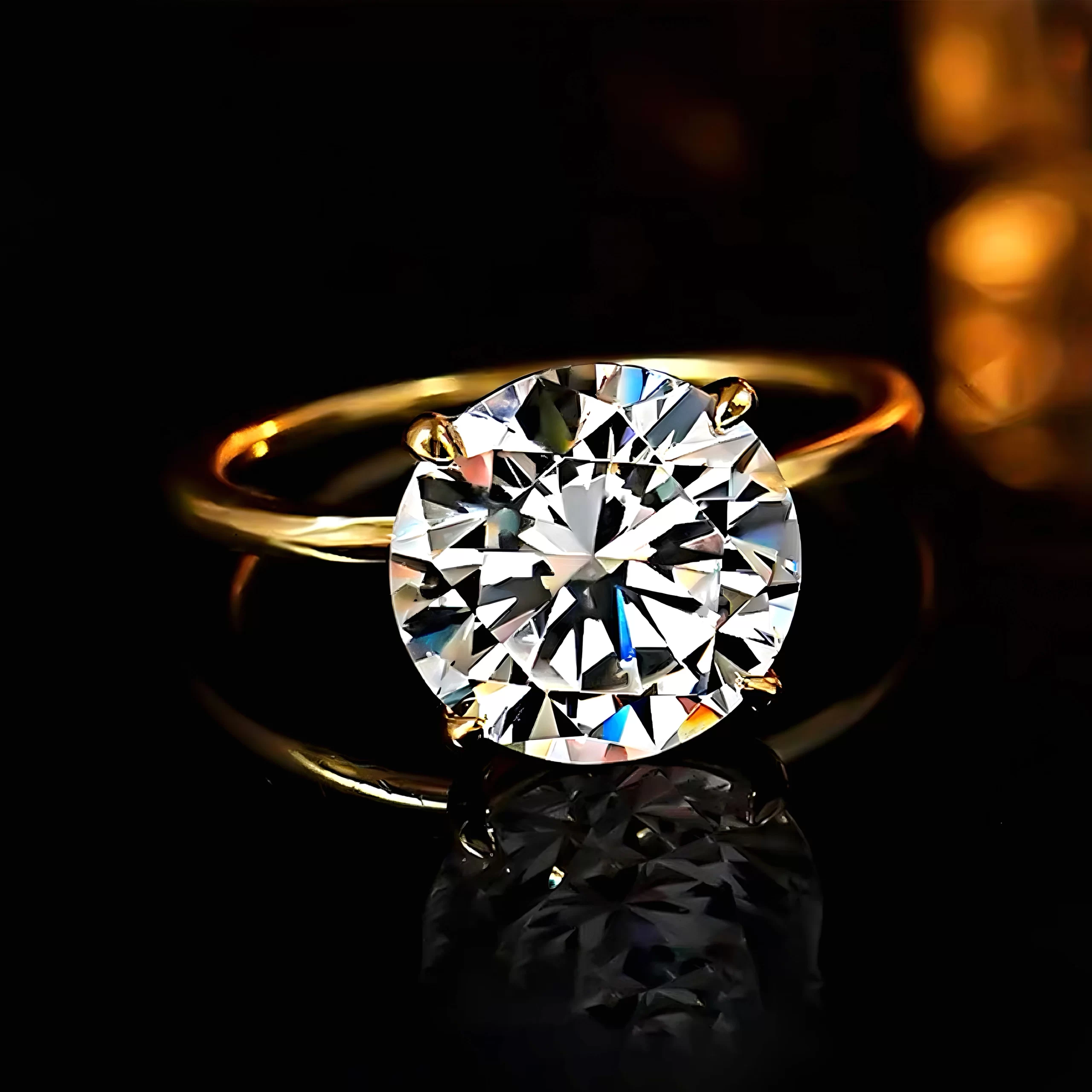 4ct Gold Round Diamond Ring