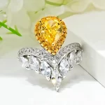 2.5ct Pear Princess Crown Citrine Ring