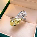 4ct Two Stone Pear Citrine Diamond Ring