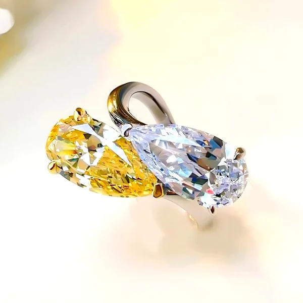 4ct Two Stone Pear Citrine Diamond Ring