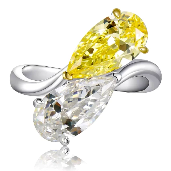 4ct Two Stone Pear Citrine Diamond Ring