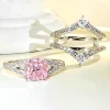 2ct Princess Cut Pink Diamond Ring 2 Piece Set Detachable 2ct Princess Cut Pink Diamond Ring 2 Piece Set Detachable