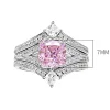 2ct Princess Cut Pink Diamond Ring 2 Piece Set Detachable 2ct Princess Cut Pink Diamond Ring 2 Piece Set Detachable