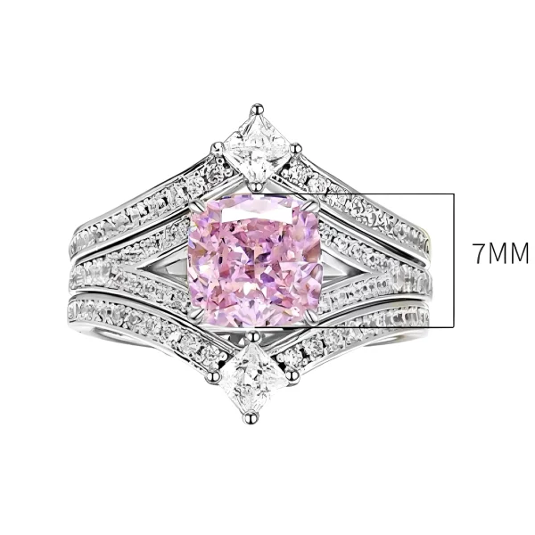 2ct Princess Cut Pink Diamond Ring 2 Piece Set Detachable 2ct Princess Cut Pink Diamond Ring 2 Piece Set Detachable