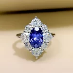 2ct Halo Setting Oval Sapphire Ring