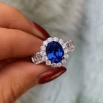 3ct Halo Setting Oval Sapphire Ring