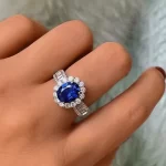 3ct Halo Setting Oval Sapphire Ring