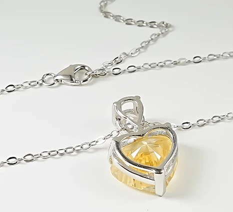 5ct Crushed Ice Heart Citrine Necklace