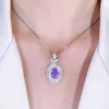 5ct Halo Setting Round Amethyst Necklace