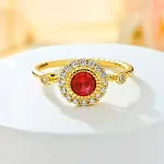 0.8ct Gold Plated Halo Round Ruby Ring