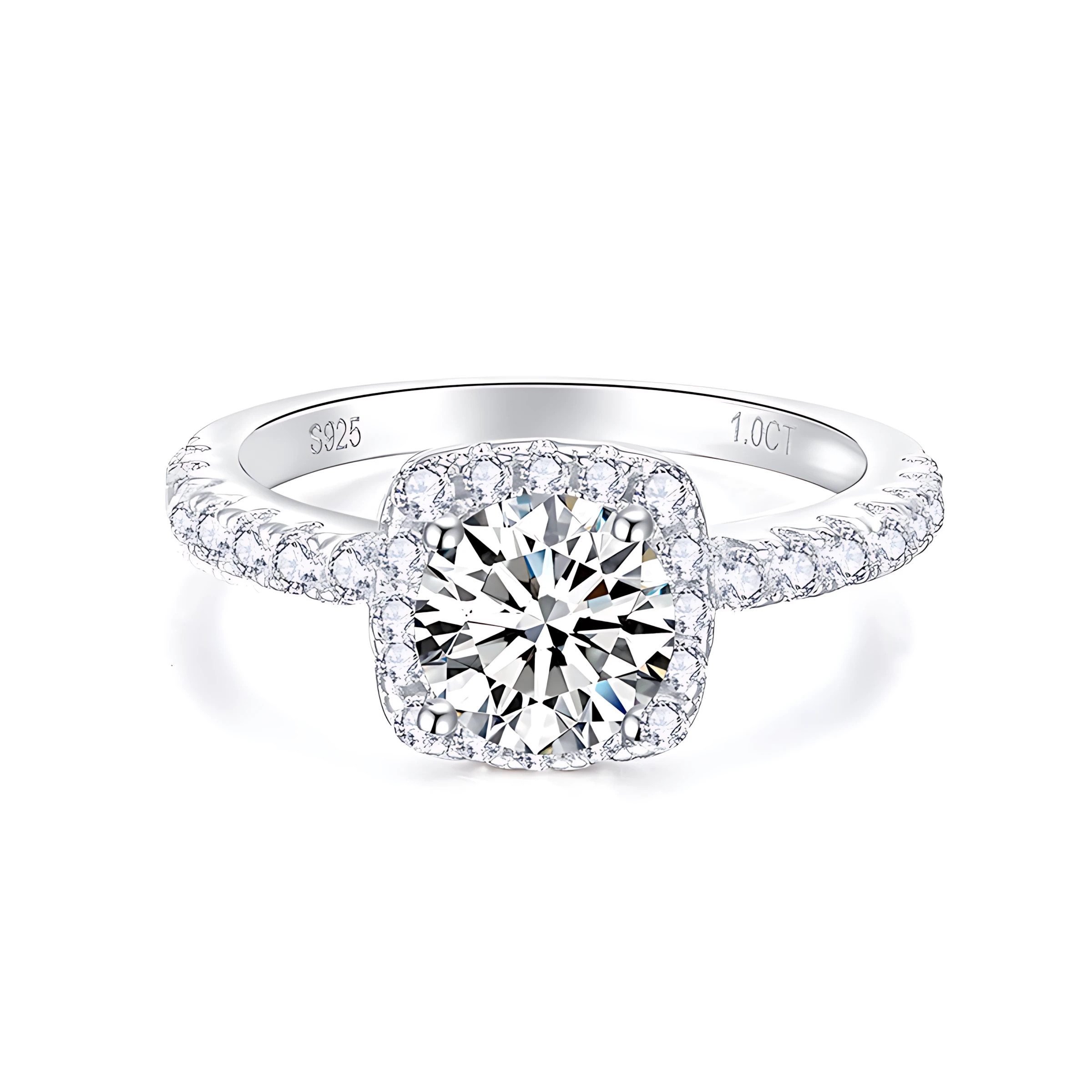 Moissanite 3.0carat Halo Round Diamond Ring