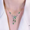925 Sterling Silver Butterfly Emerald Pendant