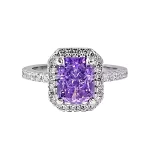 3ct Halo Radiant Cut Amethyst Ring