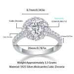 Moissanite Halo 1.0carat Round Diamond Ring