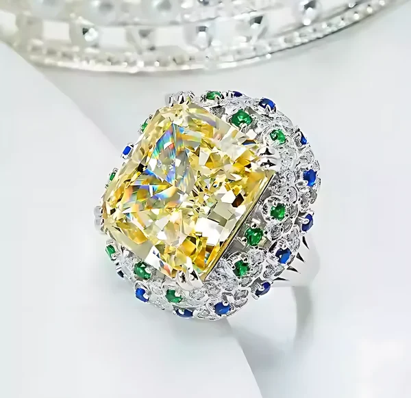 16ct Radiant Cut Halo Citrine Ring