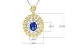 2ct Halo Hollow Setting Oval Sapphire Necklace