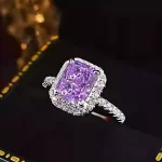 3ct Halo Radiant Cut Amethyst Ring