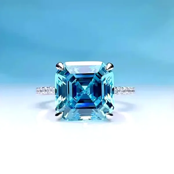 4ct Princess Cut Aquamarine Ring