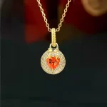 0.8ct Heart Orange Citrine Necklace