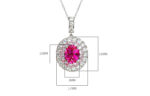 4ct Halo Setting Round Pink Tourmaline Necklace