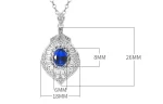 2ct Halo Setting Round Sapphire Necklace