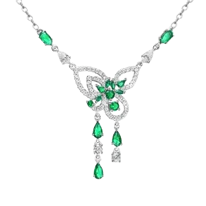 925 Sterling Silver Butterfly Emerald Pendant 925 Sterling Silver Butterfly Emerald Pendant