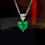 4ct Heart Crushed Ice Emerald Necklace