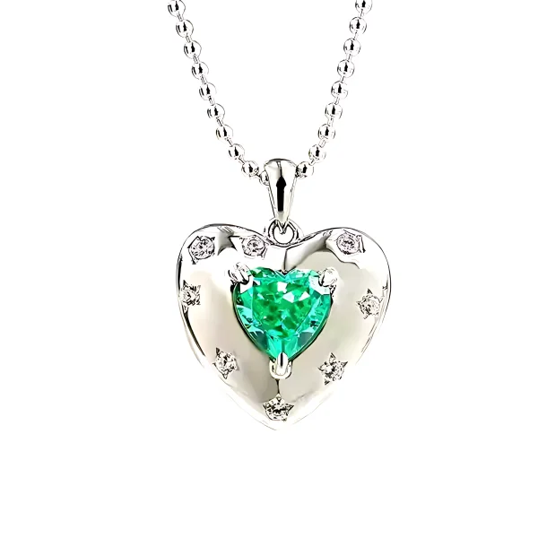 2ct Halo Setting Heart Tourmaline Green Necklace 2ct Halo Setting Heart Tourmaline Green Necklace