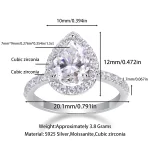 Moissanite 1.5carat Pear Halo Diamond Ring