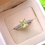 2ct Emerald Cut Citrine Ring