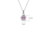 0.8ct Halo Setting Heart Pink Tourmaline Necklace