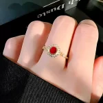 0.8ct Gold Plated Halo Round Ruby Ring