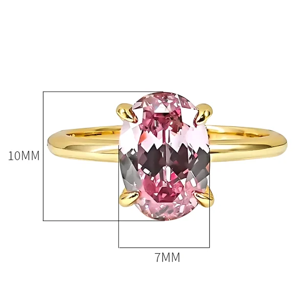 3.5ct Gold Plated Oval Pink Diamond Ring 3.5ct Gold Plated Oval Pink Diamond Ring