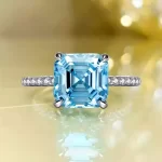 4ct Princess Cut Aquamarine Ring