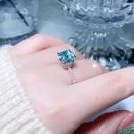 4ct Princess Cut Aquamarine Ring