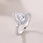 Moissanite 1.5carat Pear Halo Diamond Ring