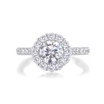 Moissanite Halo 1.0carat Round Diamond Ring