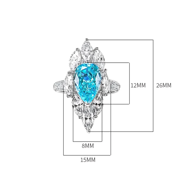 4ct Halo Pear Aquamarine Ring