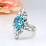 4ct Halo Pear Aquamarine Ring