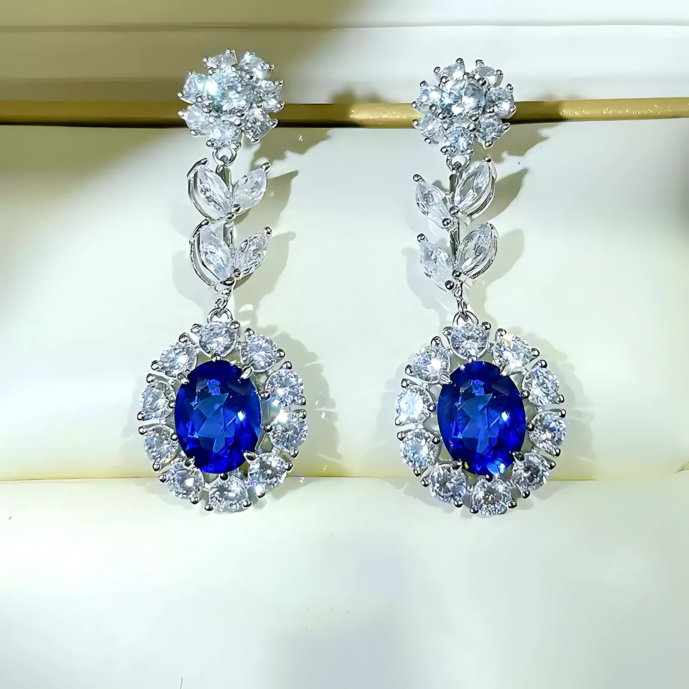 Radiant 2ct Drop Sapphire Earrings