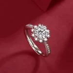 Adjustable Moissanite 1.0carat Halo Diamond Ring