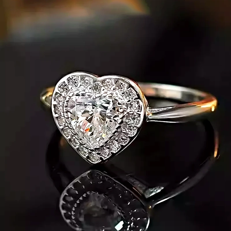 0.8ct Halo Heart Diamond Ring