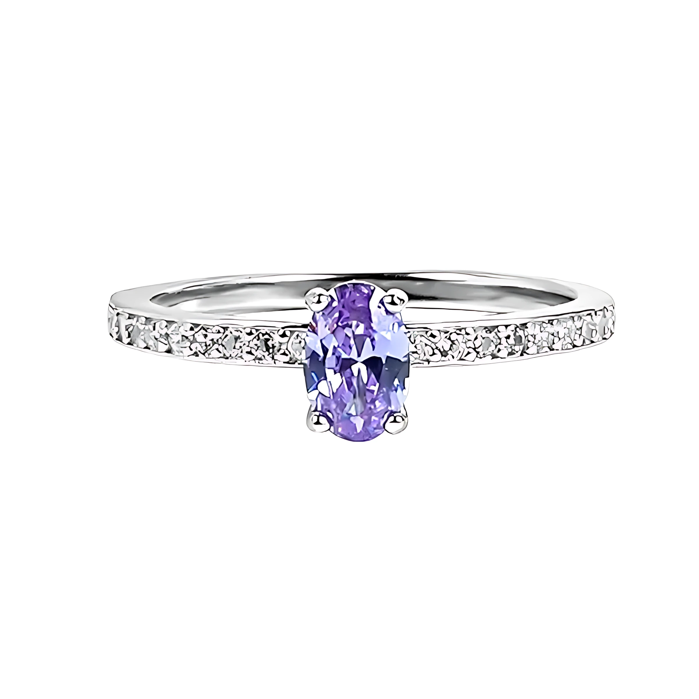 0.8ct Oval Amethyst Ring